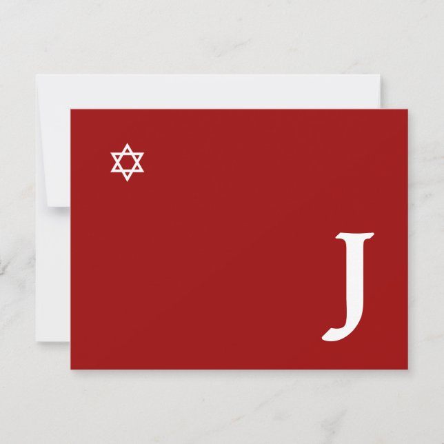 Brillante Star Bar Mitzvah Monograma RSVP Card (Anverso)