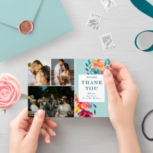 Brillante Summer elegante Boda Tarjeta "Gracias"