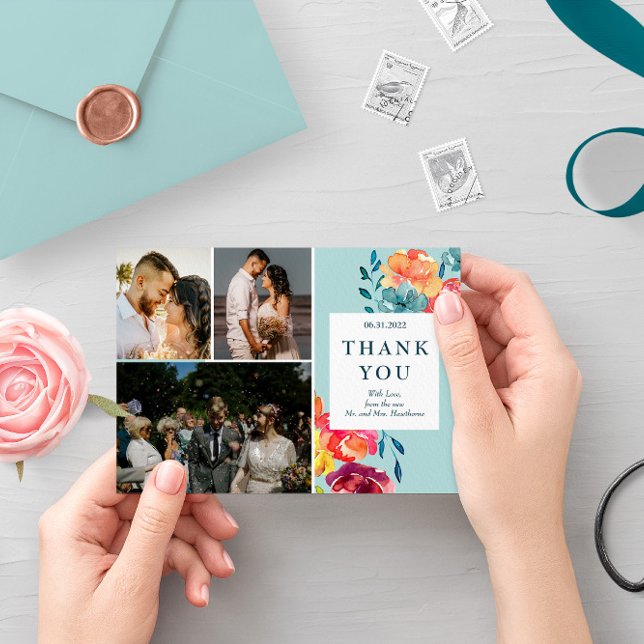 Brillante Summer elegante Boda Tarjeta "Gracias" (Subido por el creador)