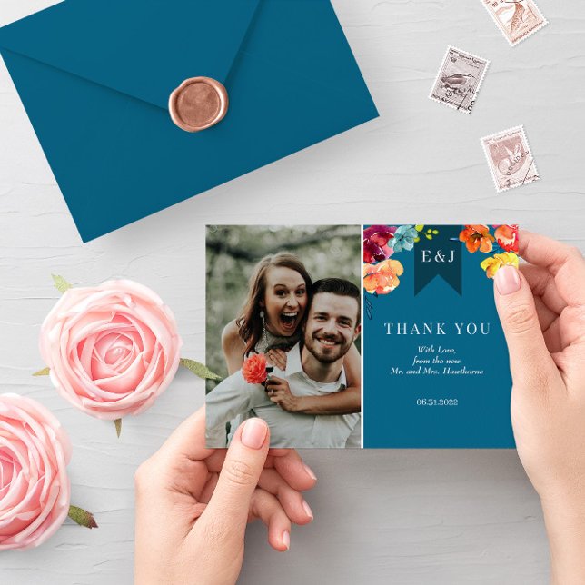 Brillante Summer elegante Boda Tarjeta "Gracias" (Subido por el creador)