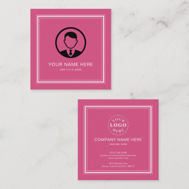 Brillante Tarjeta De Llamada De Fuchsia Con Typogr (Anverso / Reverso)