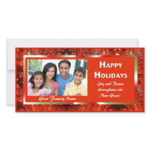 Brillante tarjeta fotográfica de las luces navideñ