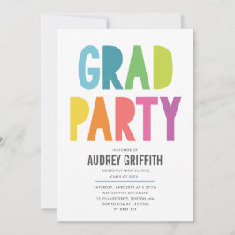 Brillante y colorida invitación a la fiesta de gra