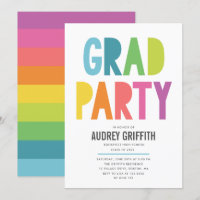 Brillante y colorida invitación a la fiesta de gra