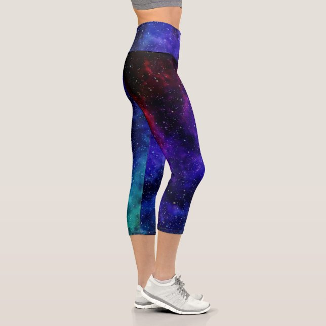 Brillantes Coloridas Galaxy Capri Leggings (Derecha)