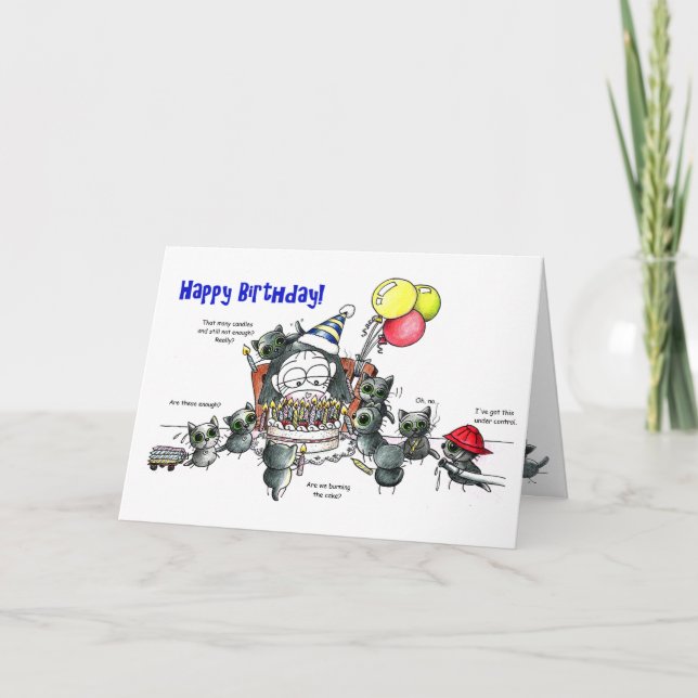 Brillantes gatos negros Tarjeta de cumpleaños (Anverso)