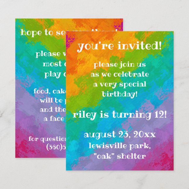 Brillantes invitaciones a la fiesta de cumpleaños  (Anverso / Reverso)