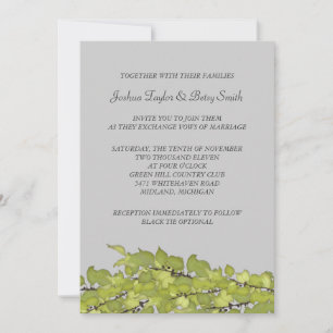 Brillantes invitaciones de bodas de hojas verdes