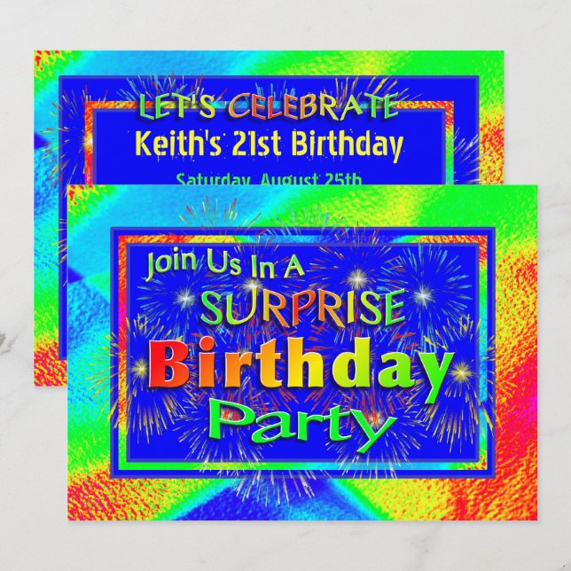 Brillantes invitaciones para fiestas de cumpleaños (Anverso / Reverso)