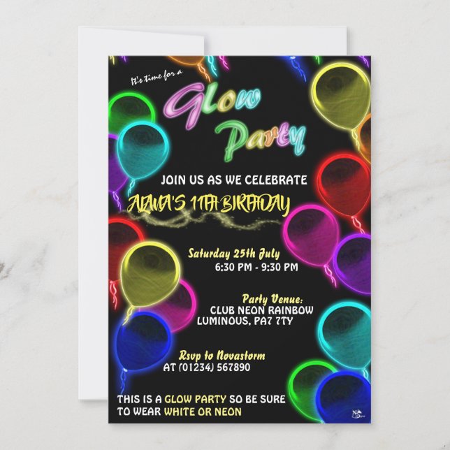 Brillantes invitaciones para fiestas de globos (Anverso)