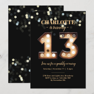 Brillantes Luces Sparkly 13ª invitación de cumplea