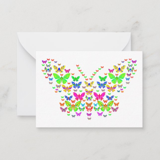 Brillantes mariposas multicolor Tarjeta de nota pl (Anverso)