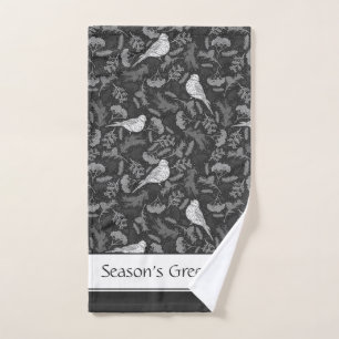 Brillantes Pájaros Blancos Negros e Invierno Patró