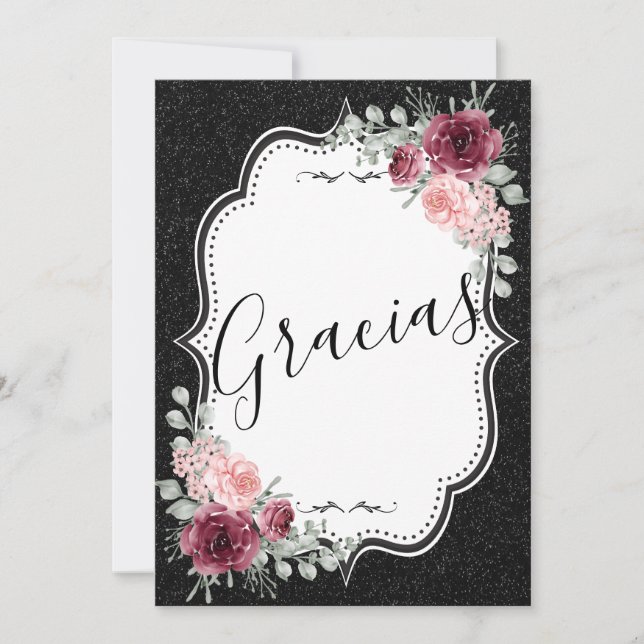 Brilliantina Negro y Rojas Tarjeta de agradecimien (Anverso)