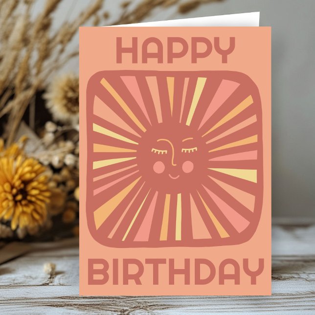 Brillo Alegre Sol FELIZ CUMPLEAÑOS Tarjeta de Cump (Cheerful Glow Sun HAPPY BIRTHDAY Customized Boho BDAY Card
)