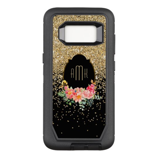 Brillo de conexión en cascada del oro con el funda defender de OtterBox para samsung galaxy s8