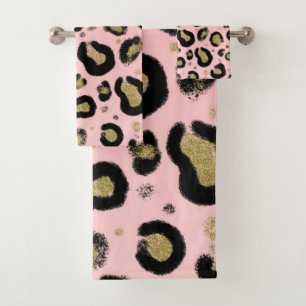Brillo de Oro Rosa y Estampado de Leopardo y Guepa