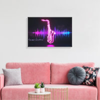 Brillo de Saxofón de Neón – Arte de Pared de Músic