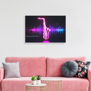 Brillo de Saxofón de Neón – Arte de Pared de Músic