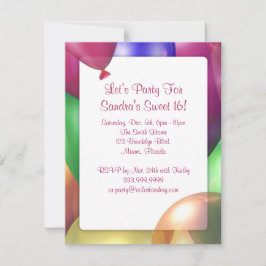 Brillo del globo invitación de 4,25 x 5,5 pulgadas