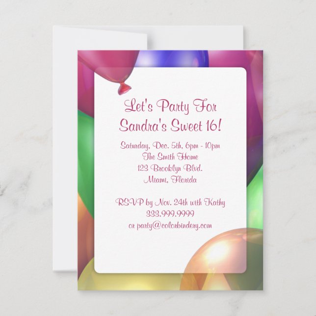 Brillo del globo invitación de 4,25 x 5,5 pulgadas (Anverso)