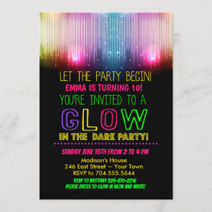Brillo en la oscura invitación de cumpleaños