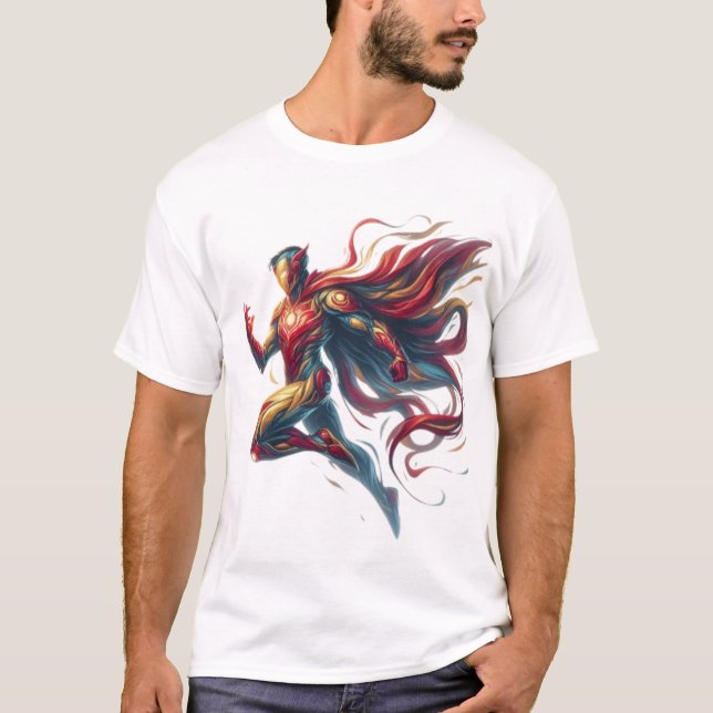 Brillo heroico: camiseta de superhéroe pintada a m (Anverso)