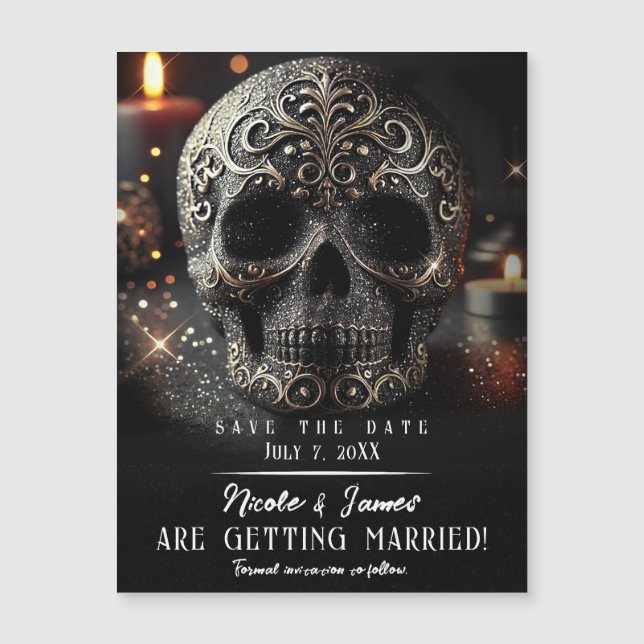 Brillo Negro Glam Brillante Calavera Gótico Guarda (Anverso)