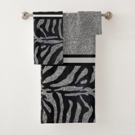Brillo Plateado Chic con Cebra Negra / Chic