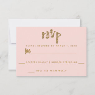 Brillo Rosa Dorado Bodas Simple RSVP