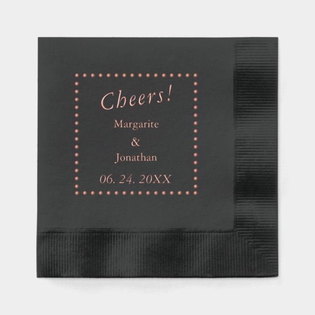 Brillo Servilletas de boda con foil estampado y Cheers pe (Anverso)