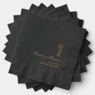 Brillo Servilletas de boda con perlas y Prosecco estampad