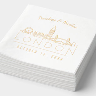 Brillo Servilletas de boda personalizadas de Londres con 