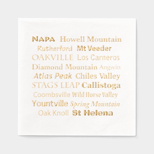 Brillo Servilletas de Napa Wine Country con Estampado en  (Anverso)
