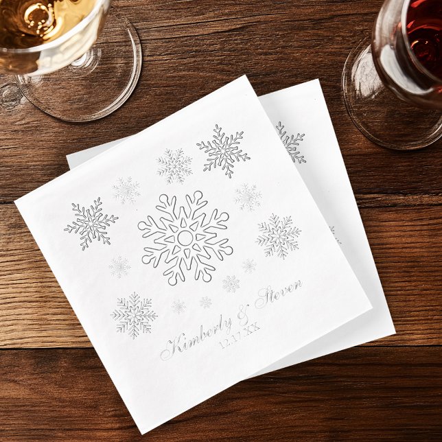Brillo Servilletas de Nieve con Hojas de Plata para Boda  (Winter Wedding Silver Foil Snowflake Napkins
#winterwedding
#holidaywedding
#silversnowflakewedding)