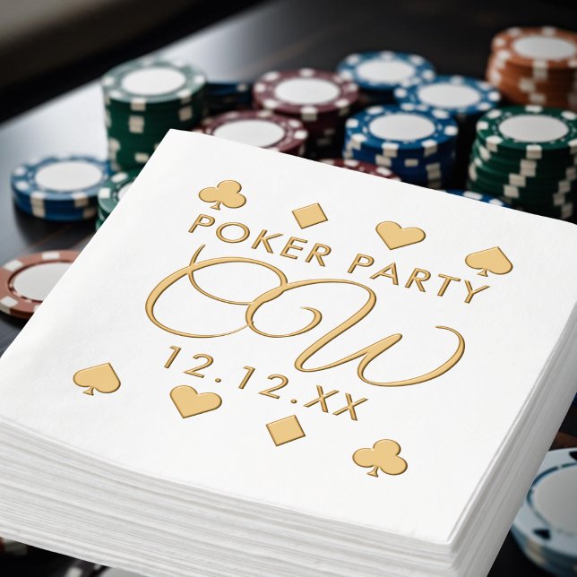 Brillo Servilletas de papel de noche de póquer con monogr (Foil napkins perfect for your poker party. Just add your details)
