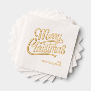 Brillo Servilletas de tipografía de Feliz Navidad con est