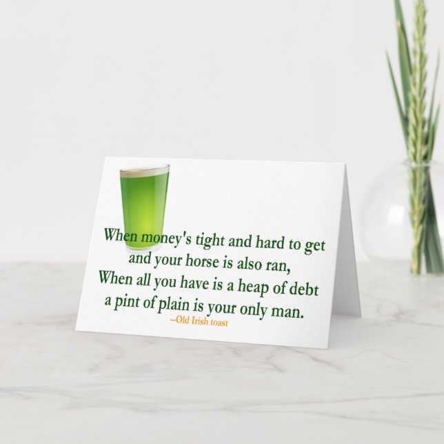 Brindis irlandeses para beber tarjeta del día de S (Anverso)