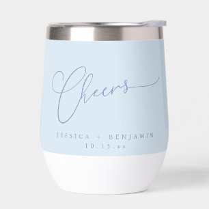 Brindis Minimal Suave Escritura Azul Personalizada