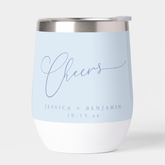 Brindis Minimal Suave Escritura Azul Personalizada (Izquierdo)