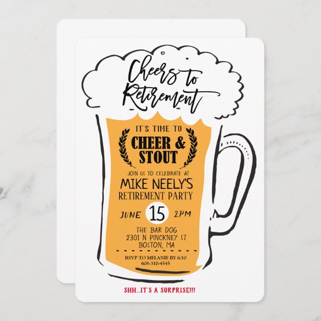 Brindis por la cerveza de jubilación Invitación de (Anverso / Reverso)