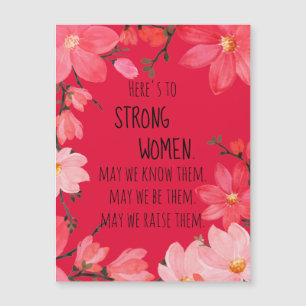 Brindis por Mujeres Fuertes Floral Magnético Rojo 
