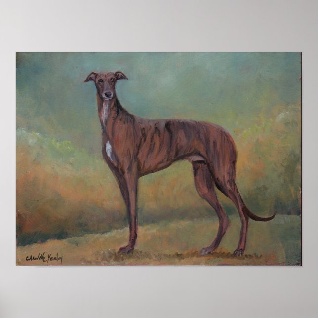 Brindle Greyhound Dog Poster de Arte (Frente)