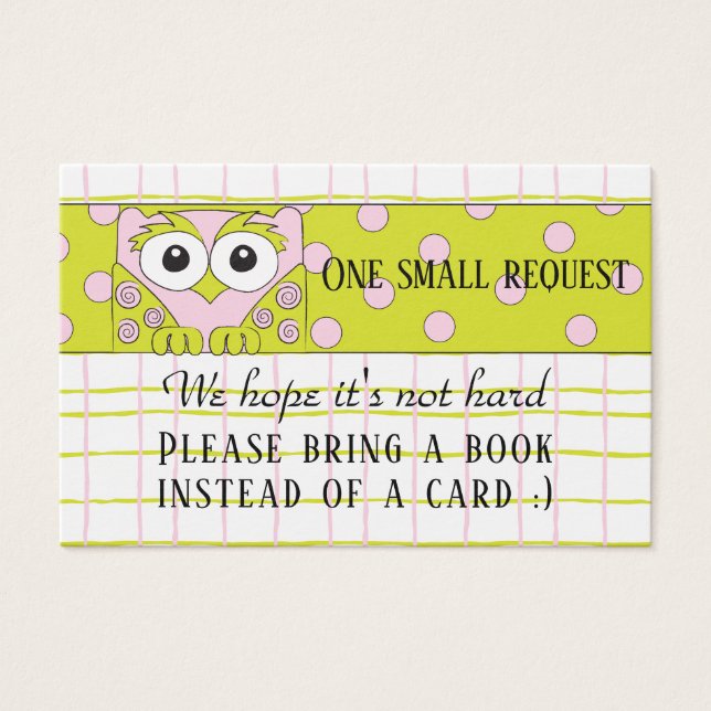 BringABook "Owl/Pink" Insertar tarjeta/Personaliza (Anverso)