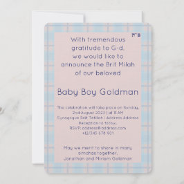 Bris Brit Milah Niño judío Nombrando invitación