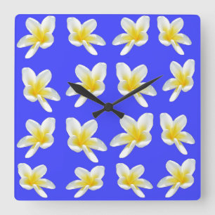 Brisa Frangipani de verano, reloj de pared cuadrad