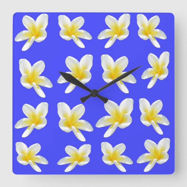 Brisa Frangipani de verano, reloj de pared cuadrad (Anverso)