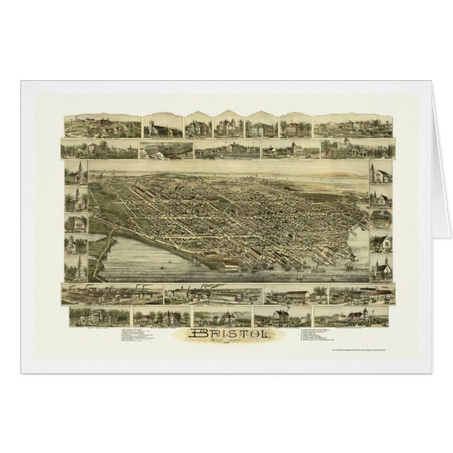 Bristol, mapa panorámico de RI - 1891 (Anverso (Horizontal))