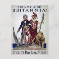 ¡Britannia vintage! Postal de arte WWI lateral