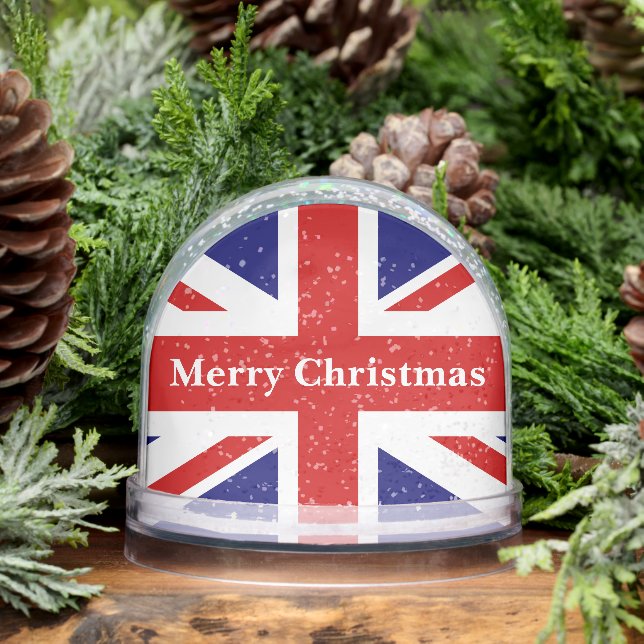 British Union Jack flag snow globe with photo (Invierno)